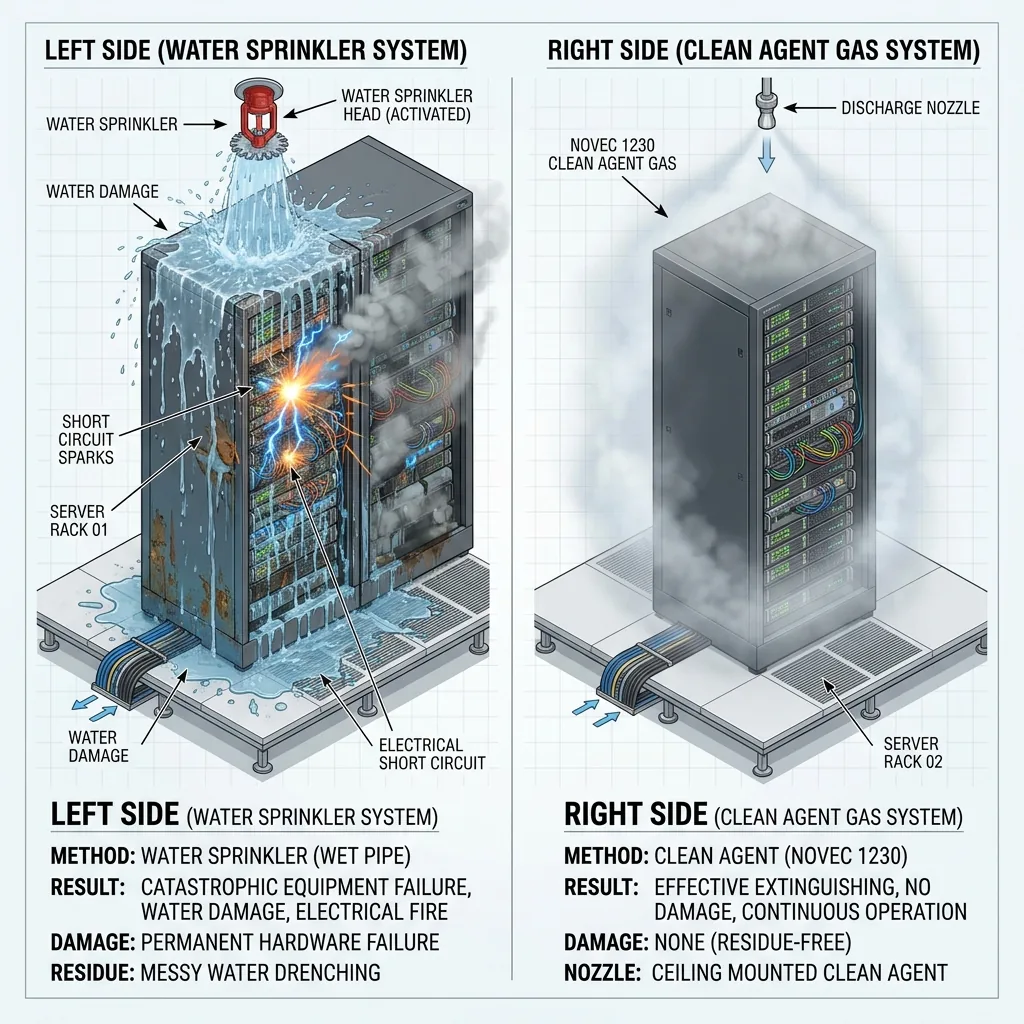 Why Clean Agent Fire Suppression is Mandatory for Data Centers & MDB Rooms
