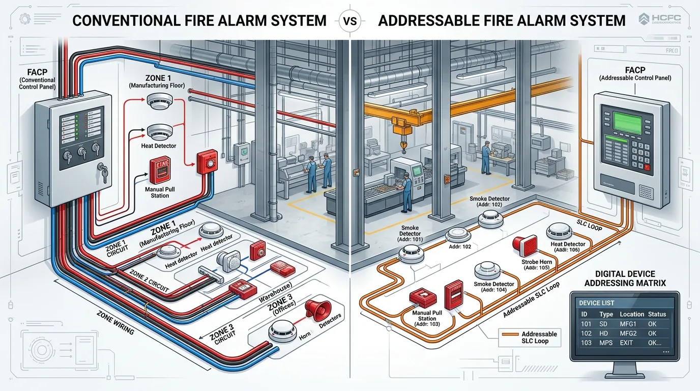 Conventional vs Addressable Fire Alarm