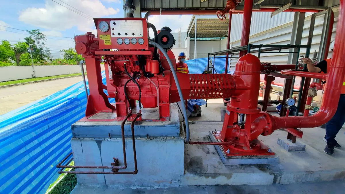 ชุด Fire Pump เครื่องยนต์ดีเซลที่ NTE ติดตั้งในห้องปั๊มโรงงาน