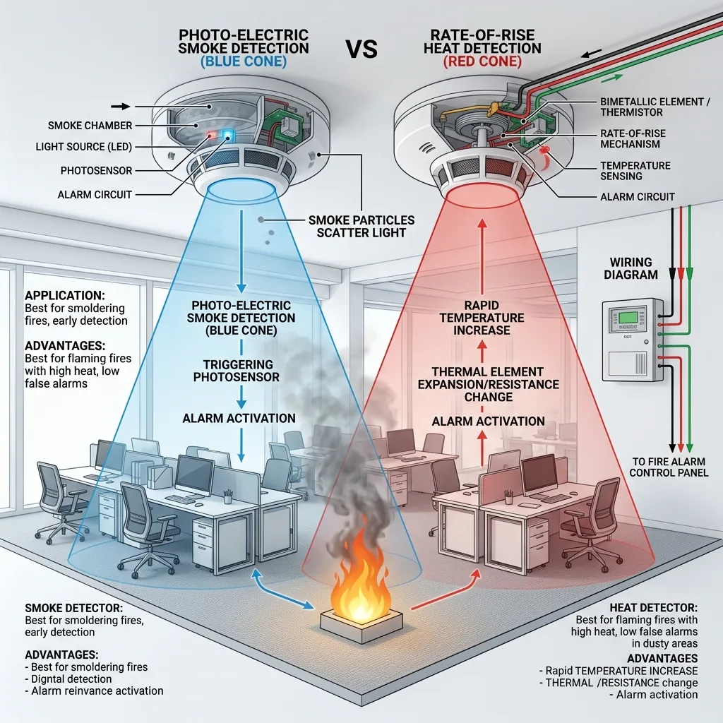 Smoke Detector vs Heat Detector Selection Matrix (NFPA 72)