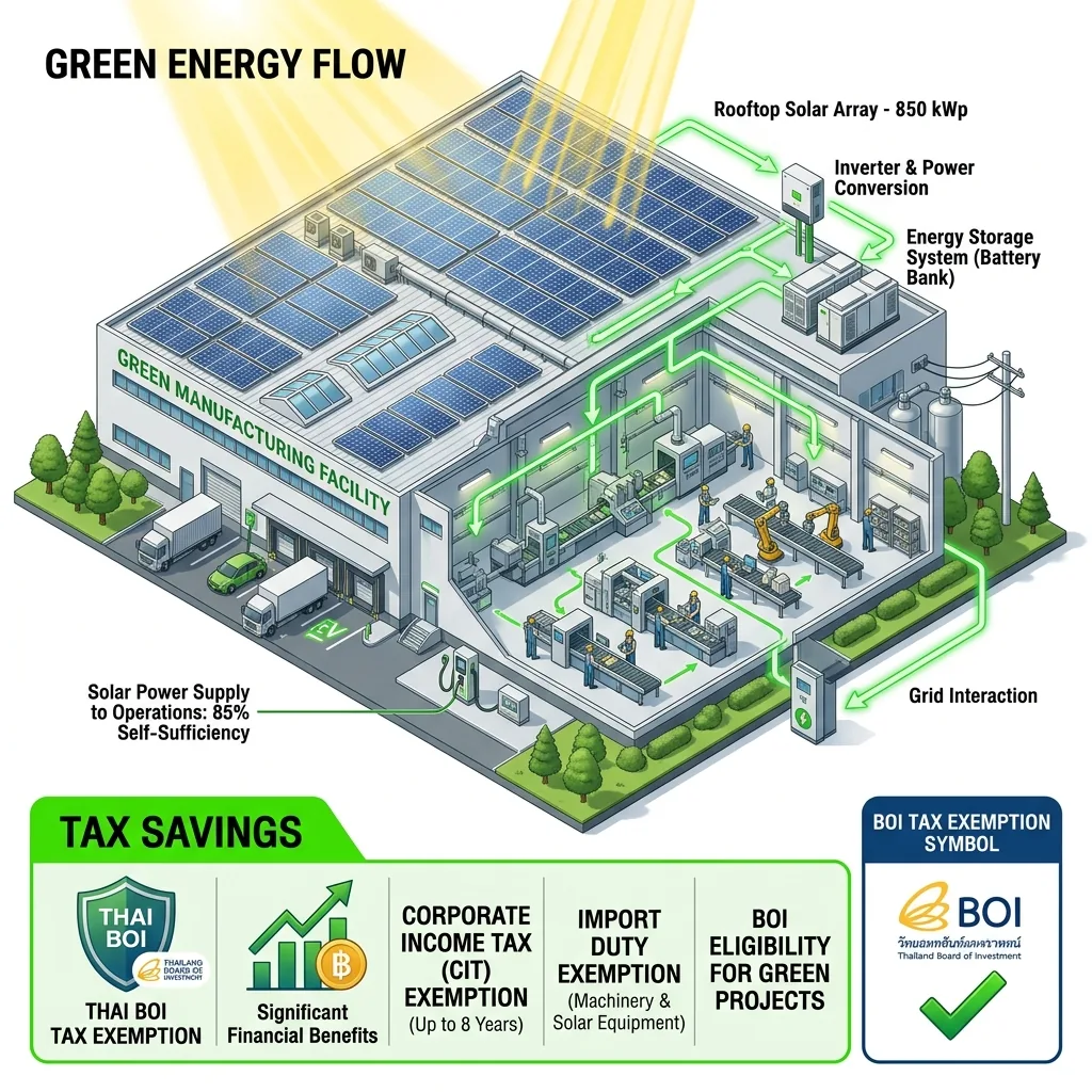 Thailand BOI Tax Privileges & Financial ROI for Industrial Solar Rooftops