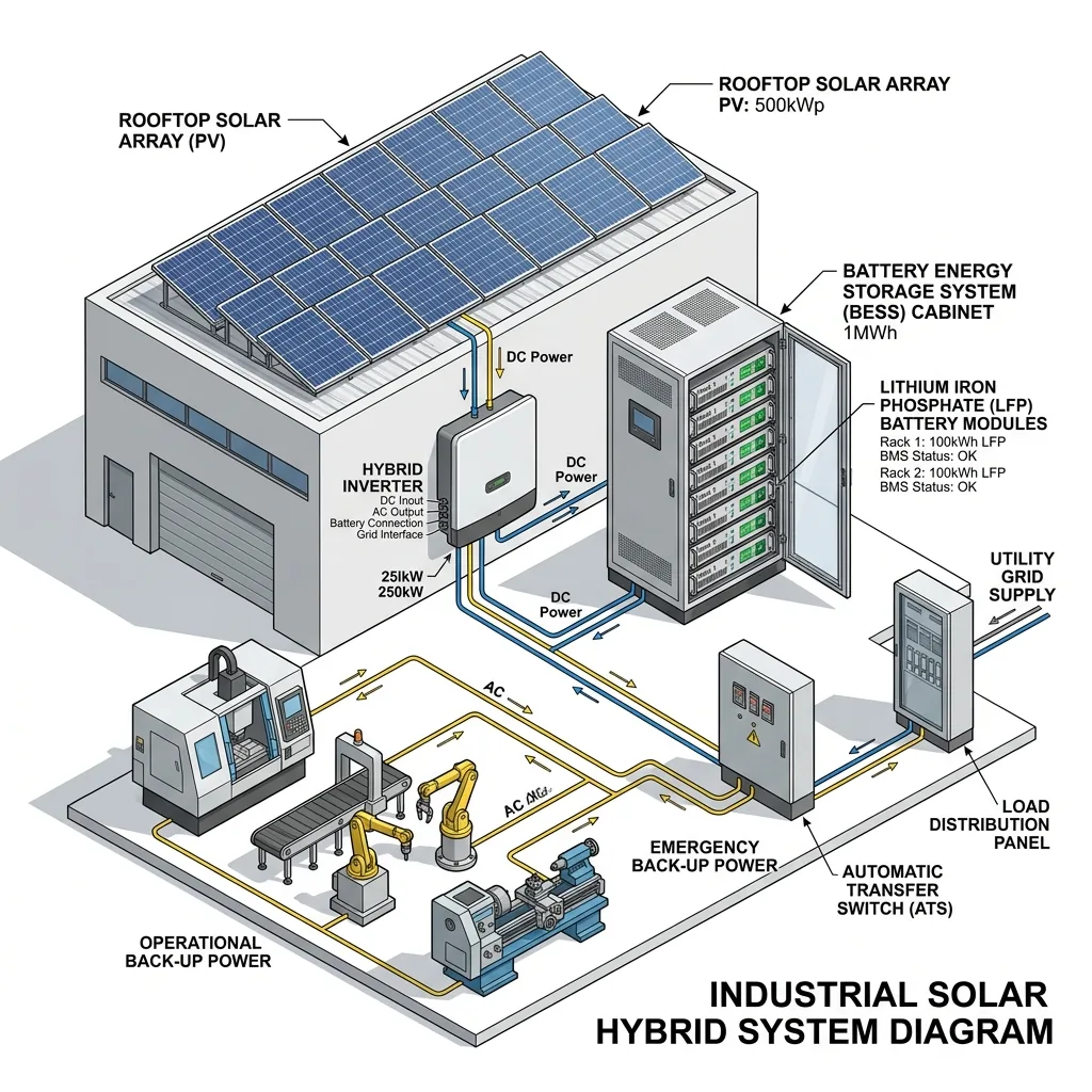 Commercial Hybrid Solar & Battery Storage Sizing Guide for Peak Shaving