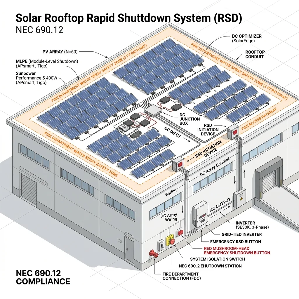 Solar Rooftop Rapid Shutdown System (NEC 690.12) for Firefighter Safety
