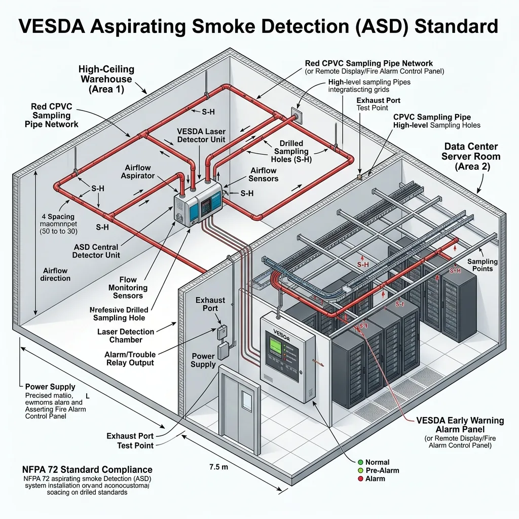 Aspirating Smoke Detection (VESDA ASD) System Design for Data Centers (NFPA 72)