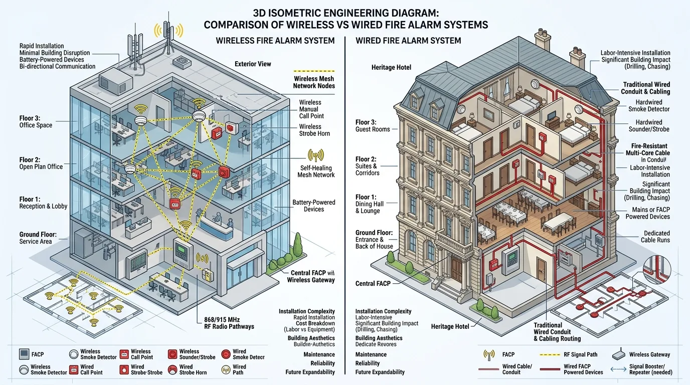 Wireless vs Wired Fire Alarm